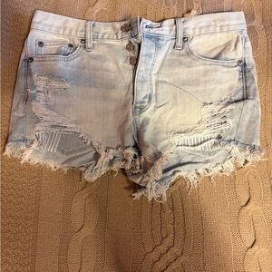 American Eagle Outfitters Light Wash Distressed Jean Shorts